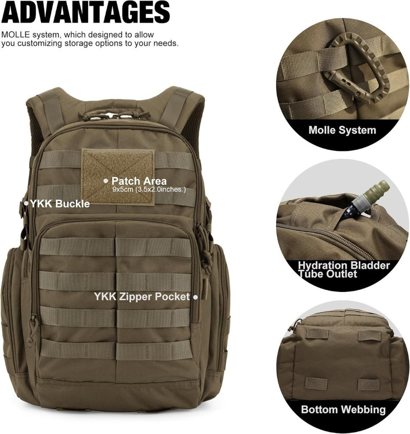 Laad afbeelding in Galerijviewer, Mardingtop 25L Tactische Militaire Rugzak voor Buitenuitrusting Aanvalsrugzak met MOLLE Systeem Trekking Tas voor Wandelen Camping - happygetfit.com
