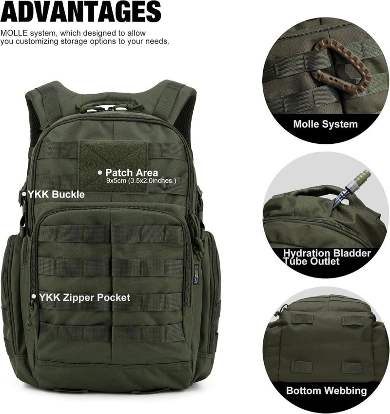Laad afbeelding in Galerijviewer, Mardingtop 25L Tactische Militaire Rugzak voor Buitenuitrusting Aanvalsrugzak met MOLLE Systeem Trekking Tas voor Wandelen Camping - happygetfit.com
