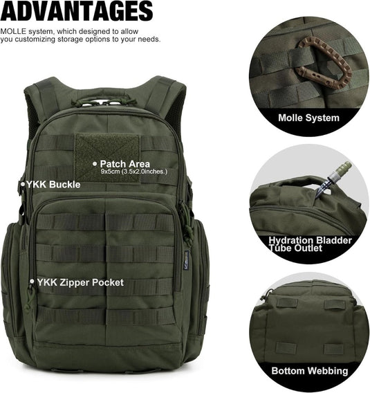 Mardingtop 25L Tactische Militaire Rugzak voor Buitenuitrusting Aanvalsrugzak met MOLLE Systeem Trekking Tas voor Wandelen Camping - happygetfit.com