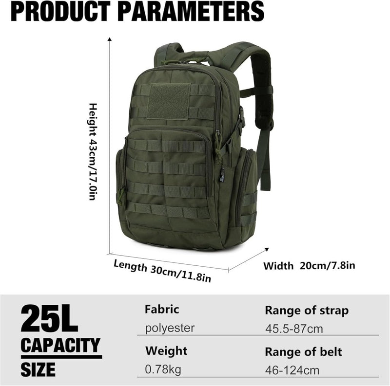Laad afbeelding in Galerijviewer, Mardingtop 25L Tactische Militaire Rugzak voor Buitenuitrusting Aanvalsrugzak met MOLLE Systeem Trekking Tas voor Wandelen Camping - happygetfit.com
