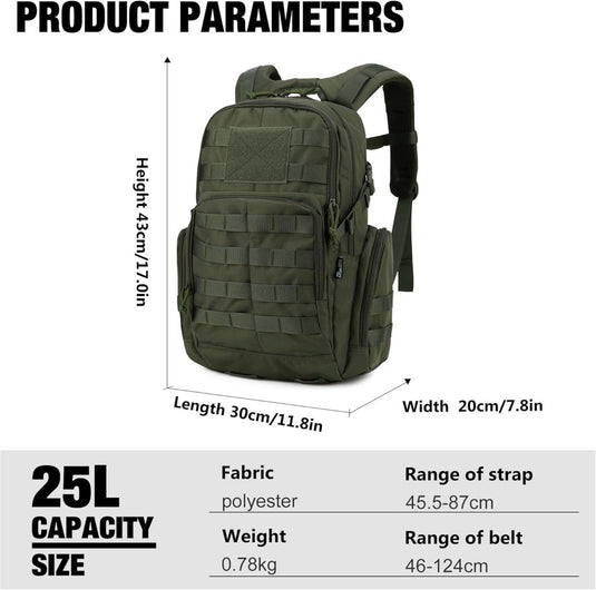 Mardingtop 25L Tactische Militaire Rugzak voor Buitenuitrusting Aanvalsrugzak met MOLLE Systeem Trekking Tas voor Wandelen Camping - happygetfit.com