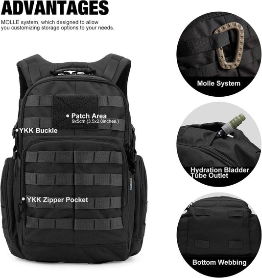 Mardingtop 25L Tactische Militaire Rugzak voor Buitenuitrusting Aanvalsrugzak met MOLLE Systeem Trekking Tas voor Wandelen Camping - happygetfit.com