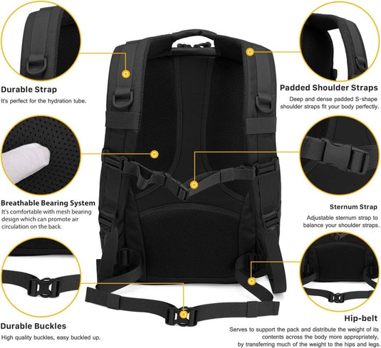 Mardingtop 25L Tactische Militaire Rugzak voor Buitenuitrusting Aanvalsrugzak met MOLLE Systeem Trekking Tas voor Wandelen Camping - happygetfit.com