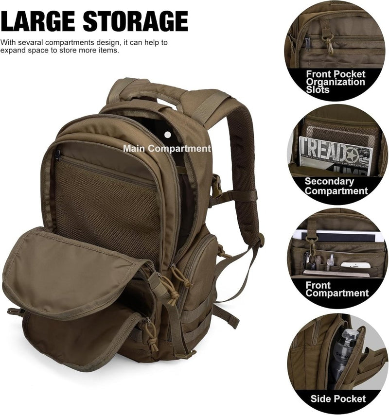 Laad afbeelding in Galerijviewer, Mardingtop 25L Tactische Militaire Rugzak voor Buitenuitrusting Aanvalsrugzak met MOLLE Systeem Trekking Tas voor Wandelen Camping - happygetfit.com
