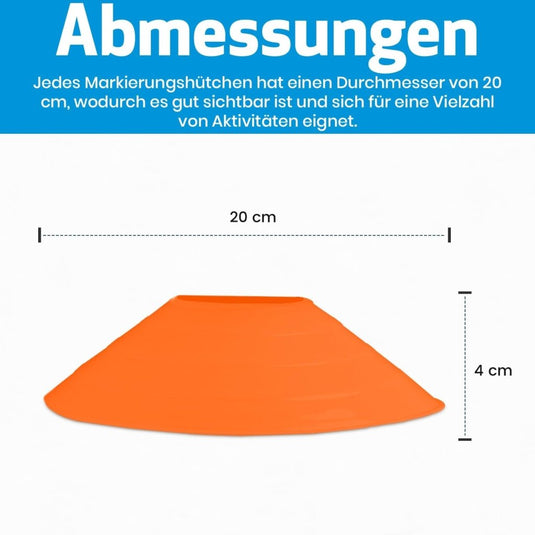Markeringsschijven 50 stuks in 5 kleuren met houder – trainingshoedjes – voetbal pionnen - happygetfit.com
