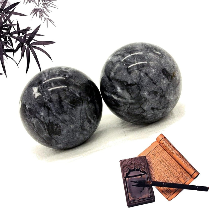 Chargez l'image dans la visionneuse de la galerie, Marmeren baoding ballen 3,5 cm zwart grijs - happygetfit.com
