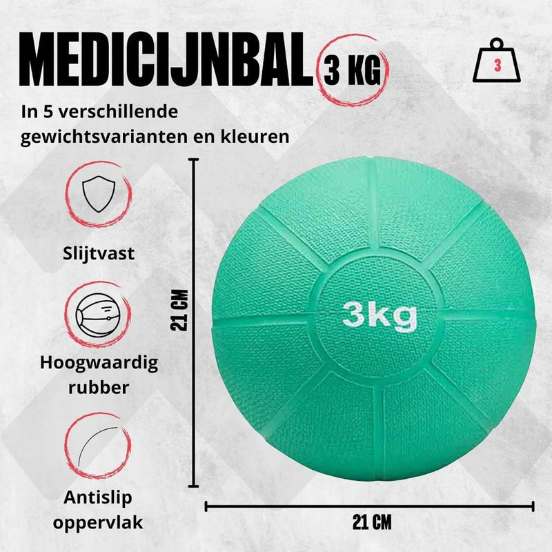 Laad afbeelding in Galerijviewer, MATCHU - Medicijnbal - Medicine ball - Fitnessbal - Beschikbaar in 1,2,3,4 en 5 KG - Massief Rubber - happygetfit.com
