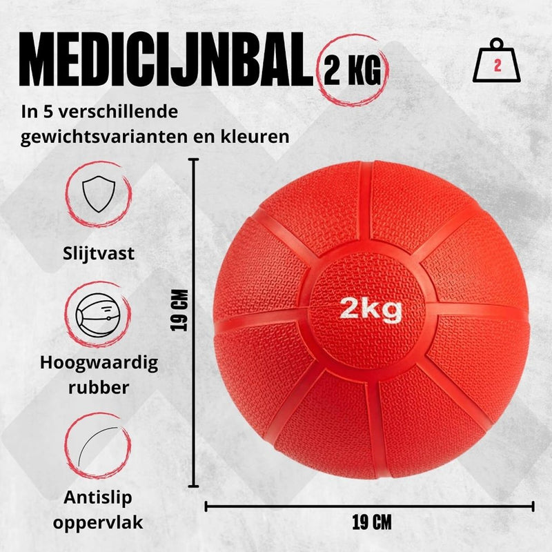 Laad afbeelding in Galerijviewer, MATCHU - Medicijnbal - Medicine ball - Fitnessbal - Beschikbaar in 1,2,3,4 en 5 KG - Massief Rubber - happygetfit.com
