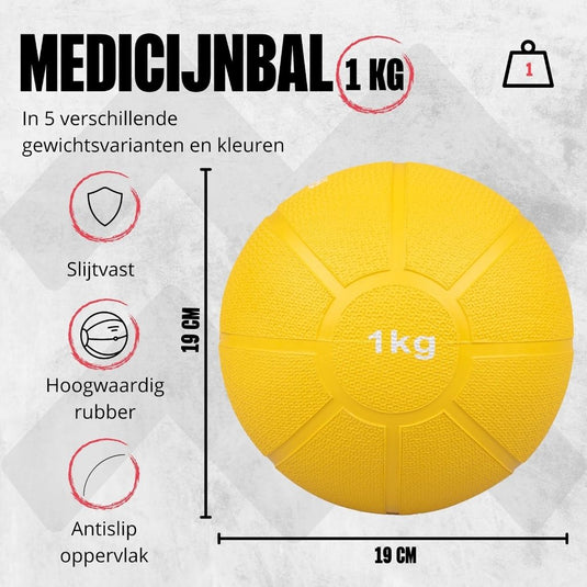 MATCHU - Medicijnbal - Medicine ball - Fitnessbal - Beschikbaar in 1,2,3,4 en 5 KG - Massief Rubber - happygetfit.com