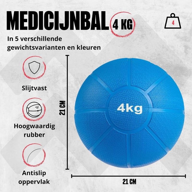 Laad afbeelding in Galerijviewer, MATCHU - Medicijnbal - Medicine ball - Fitnessbal - Beschikbaar in 1,2,3,4 en 5 KG - Massief Rubber - happygetfit.com
