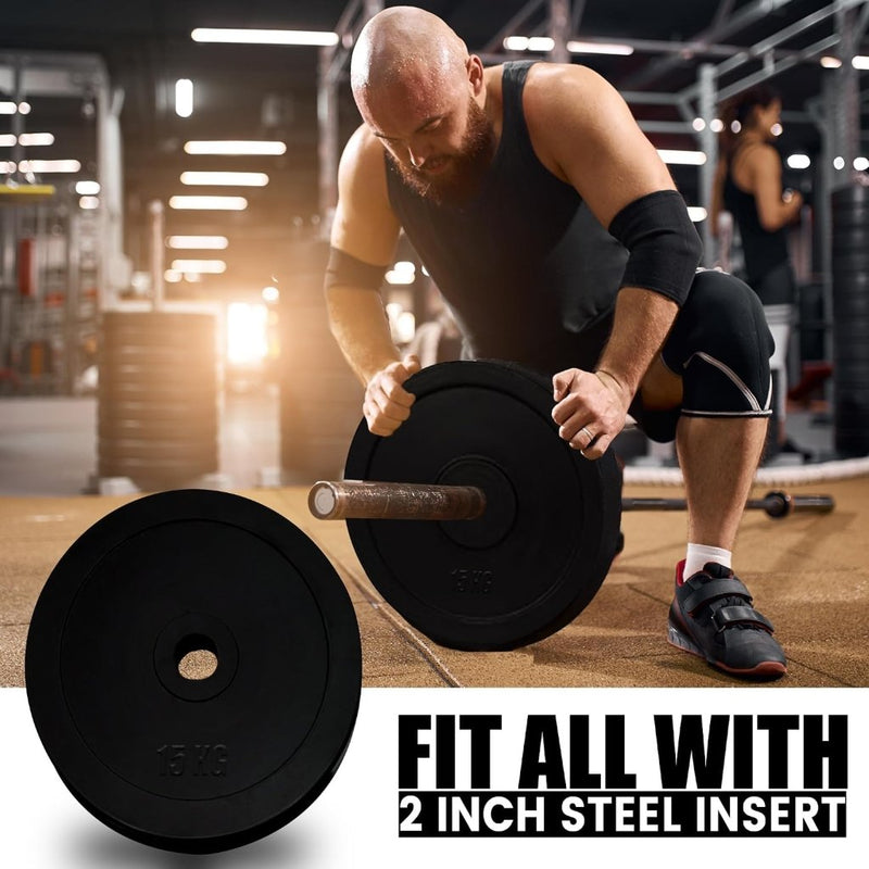 Load image into Gallery viewer, Max Strength Olympische rubberen halterschijven 2 inch zwarte kleur premium volledig rubber omhuld voor thuissportschool, fitnessoefening, heffen, vetverlies, gescheurd, crossfit, kalisthenics - happygetfit.com
