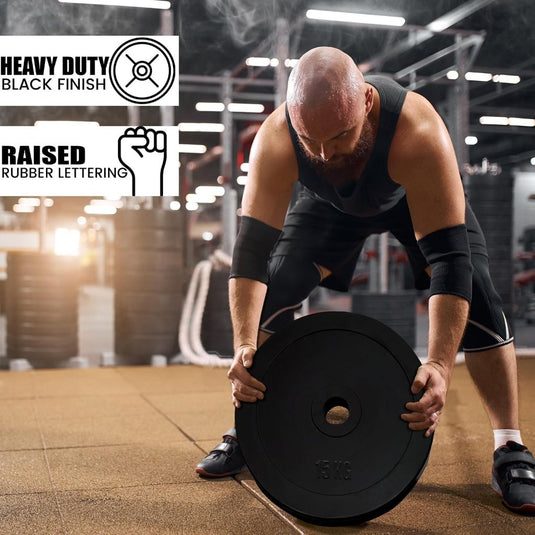 Max Strength Olympische rubberen halterschijven 2 inch zwarte kleur premium volledig rubber omhuld voor thuissportschool, fitnessoefening, heffen, vetverlies, gescheurd, crossfit, kalisthenics - happygetfit.com