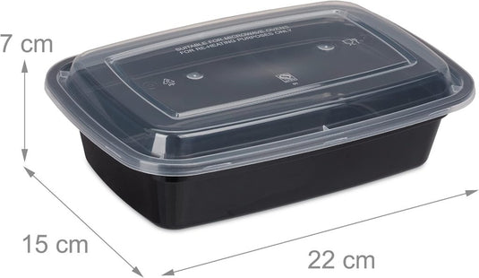 Meal prep bakjes set van 10 stuks 1 liter zwart - happygetfit.com