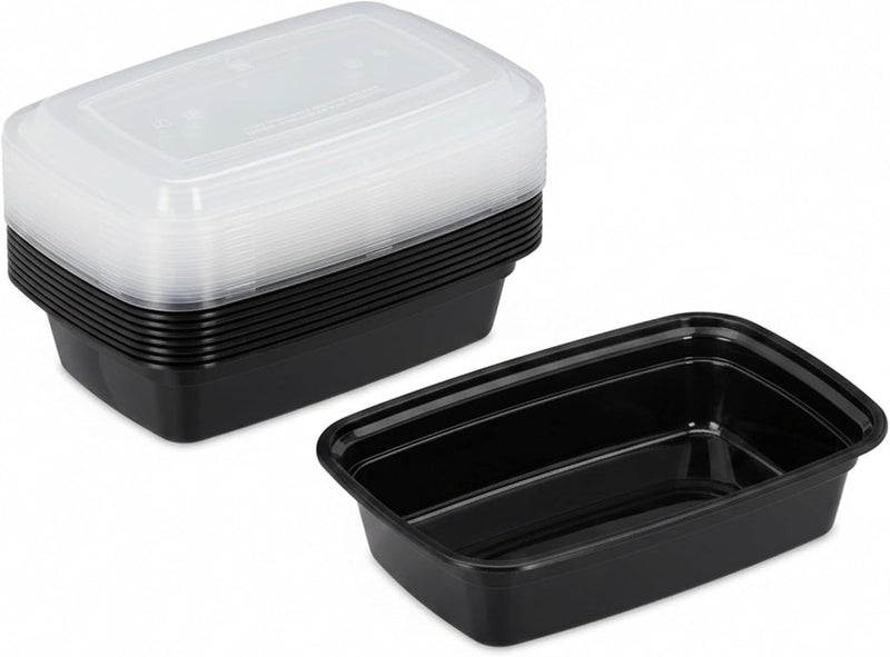 Laad afbeelding in Galerijviewer, Meal prep bakjes set van 10 stuks 1 liter zwart - happygetfit.com
