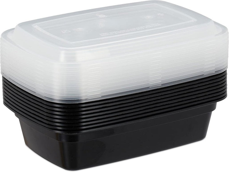 Laad afbeelding in Galerijviewer, Meal prep bakjes set van 10 stuks 1 liter zwart - happygetfit.com
