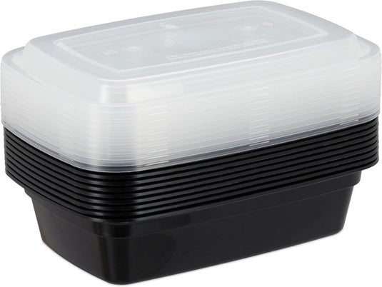 Meal prep bakjes set van 10 stuks 1 liter zwart - happygetfit.com