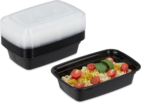 Meal prep bakjes set van 10 stuks 1 liter zwart - happygetfit.com