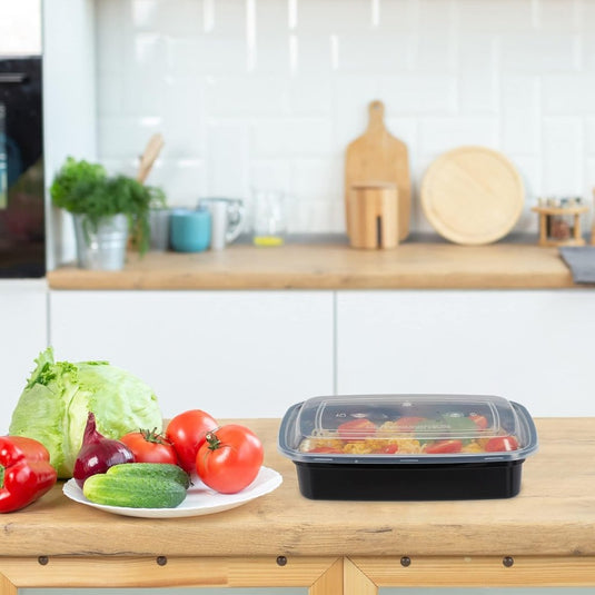 Meal prep bakjes set van 10 stuks 1 liter zwart - happygetfit.com