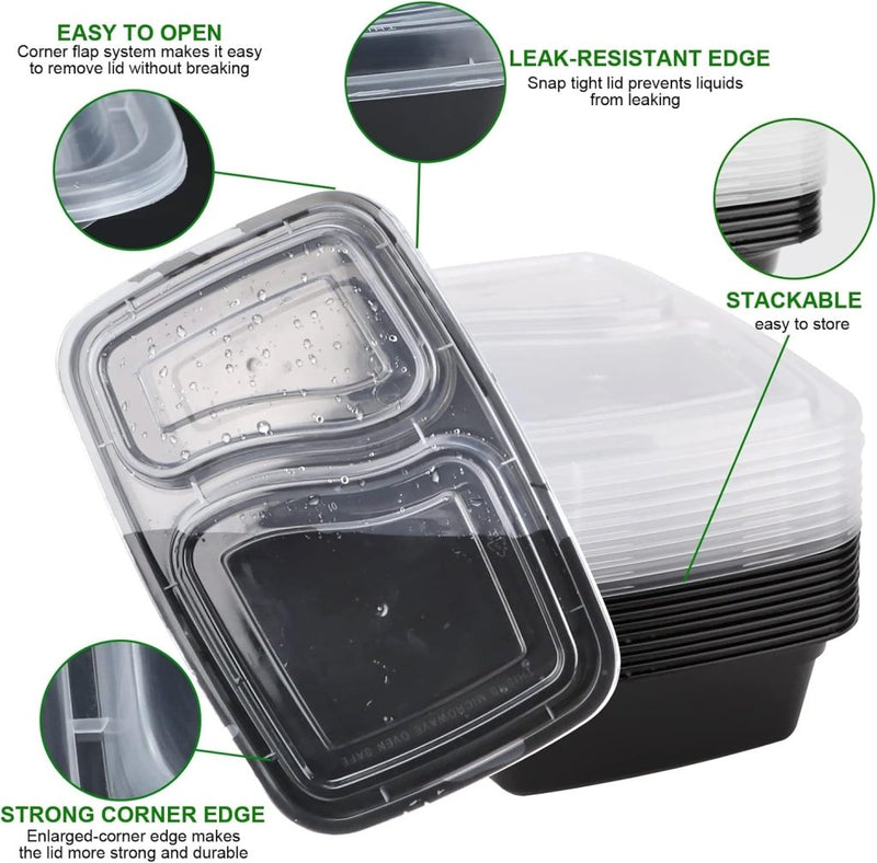 Laad afbeelding in Galerijviewer, Meal prep bakjes set van 20 stuks 1 vak 1 liter - happygetfit.com
