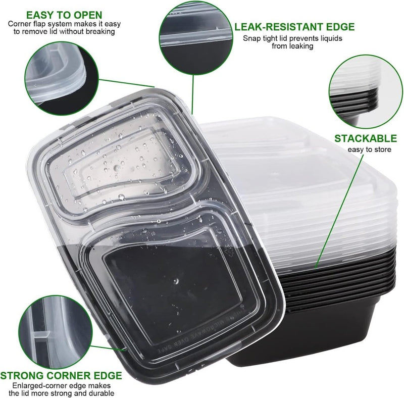 Laad afbeelding in Galerijviewer, Meal prep bakjes set van 20 stuks 1 vak 1 liter - happygetfit.com
