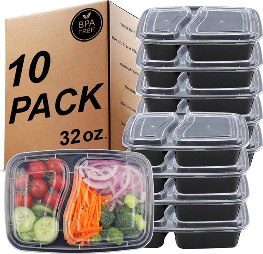 Meal prep bakjes set van 20 stuks 1 vak 1 liter - happygetfit.com