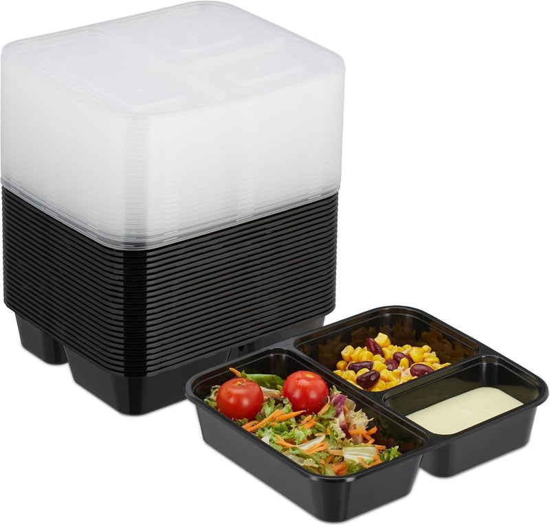Laad afbeelding in Galerijviewer, Meal prep bakjes set van 24 met 3 vakken 1,79 liter - happygetfit.com
