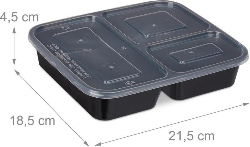 Laad afbeelding in Galerijviewer, Meal prep bakjes set van 24 met 3 vakken 1,79 liter - happygetfit.com
