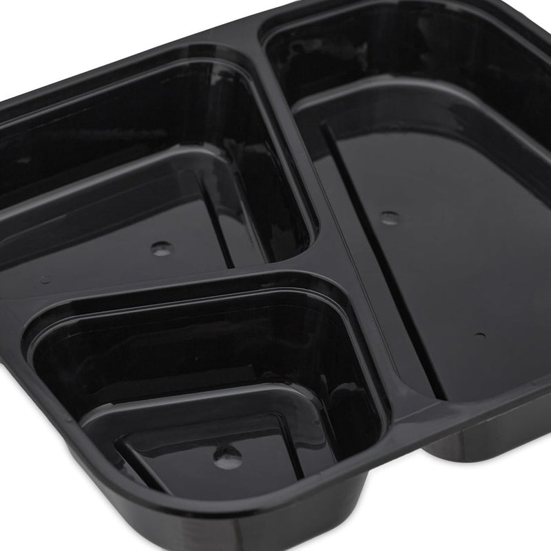Laad afbeelding in Galerijviewer, Meal prep bakjes set van 24 met 3 vakken zwart - happygetfit.com
