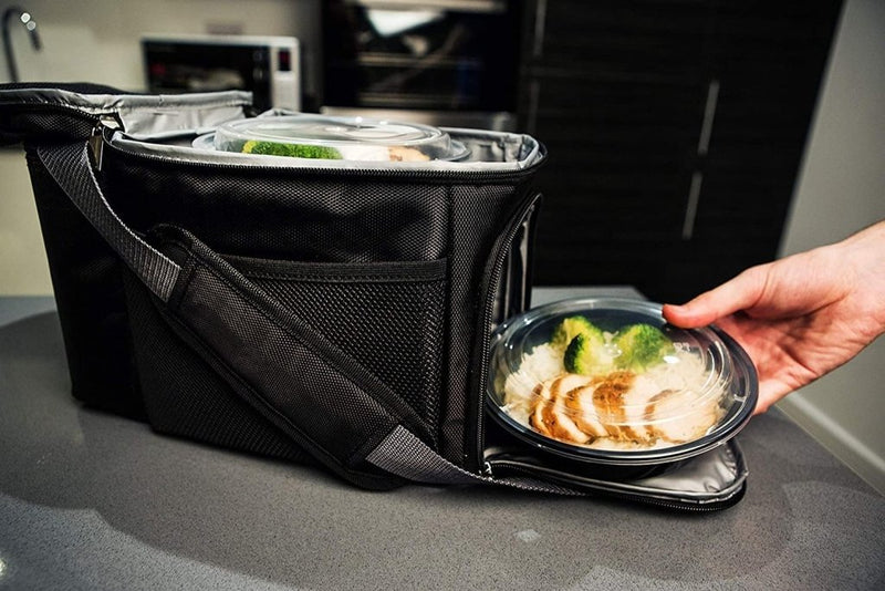 Laad afbeelding in Galerijviewer, Meal prep bakjes set van 30 stuks 1 vak zwart - happygetfit.com
