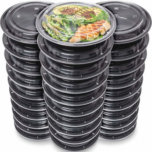 Meal prep bakjes set van 30 stuks 1 vak zwart - happygetfit.com