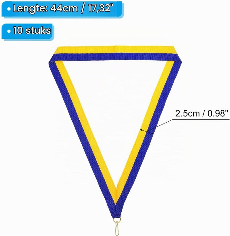 Load image in Gallery Viewer, Medaille neklinten 10 stuks 44 x 2,5 cm met klikclip – award linten – sport accessoires - happygetfit.com

