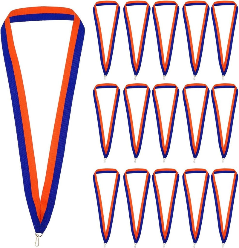 Chargez l'image dans la visionneuse de la galerie, Medaille neklinten 25 stuks 43 x 2,2 cm blauw-oranje met klikclip – award linten – sport accessoires - happygetfit.com
