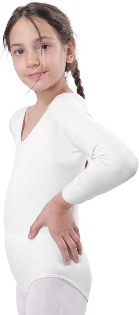 Meisjesbody voor dans, ballet, meisjes, lange mouwen, ronde hals, dansshirt voor meisjes, danseres, gymnastiek - happygetfit.com