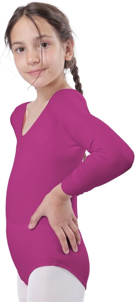 Meisjesbody voor dans, ballet, meisjes, lange mouwen, ronde hals, dansshirt voor meisjes, danseres, gymnastiek - happygetfit.com