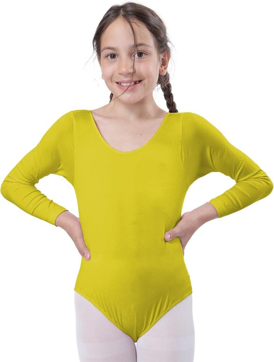 Meisjesbody voor dans, ballet, meisjes, lange mouwen, ronde hals, dansshirt voor meisjes, danseres, gymnastiek - happygetfit.com