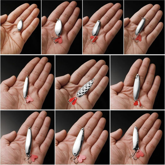 Metalen vislepels set van 10 stuks 5 g en 8 g - happygetfit.com