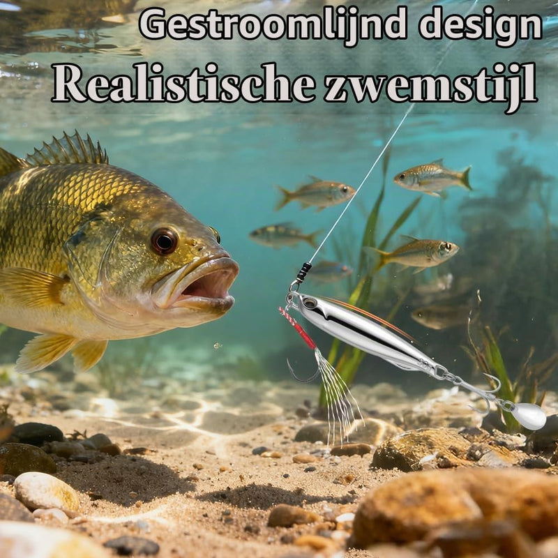 Carica l’immagine nel visualizzatore della galleria, Metalen visspinners 3 stuks 7,8 cm en 30 gram met veren en reflecterende bladen – makreelaas – zeeviskunstaas - happygetfit.com
