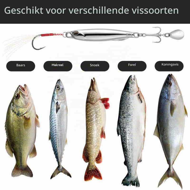 Carica l’immagine nel visualizzatore della galleria, Metalen visspinners 3 stuks 7,8 cm en 30 gram met veren en reflecterende bladen – makreelaas – zeeviskunstaas - happygetfit.com
