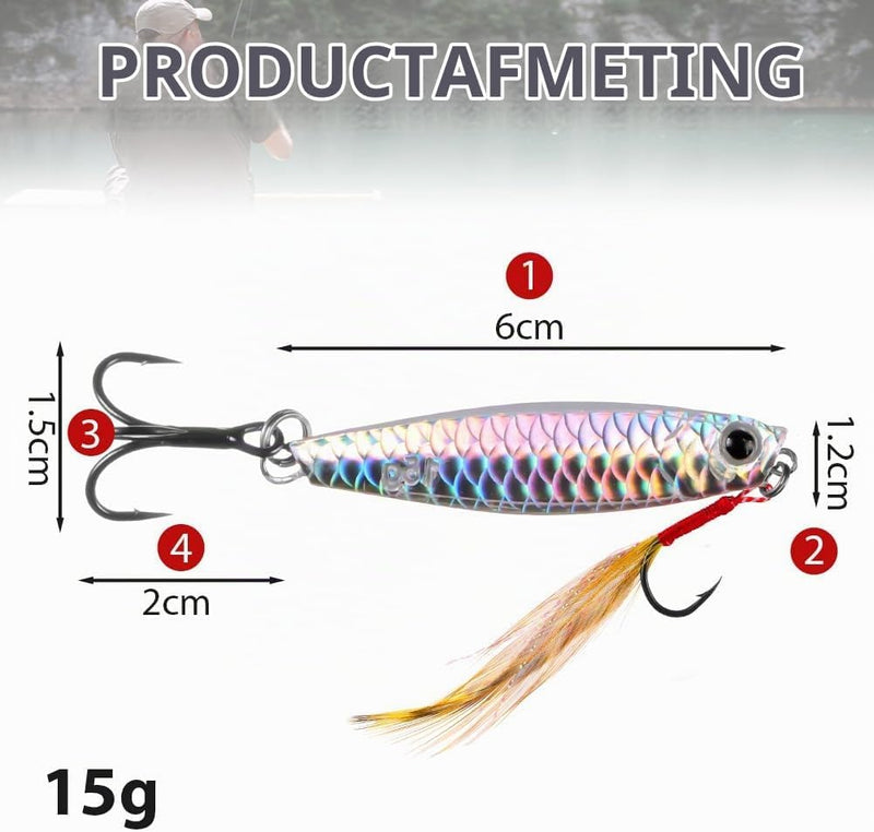 Carica l’immagine nel visualizzatore della galleria, Metalen visspinners 3 stuks 7,8 cm en 30 gram met veren en reflecterende bladen – makreelaas – zeeviskunstaas - happygetfit.com
