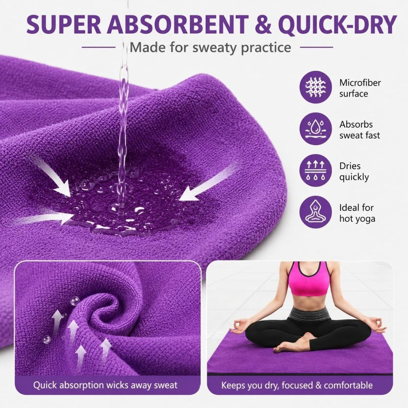 Laad afbeelding in Galerijviewer, Microvezel yogahanddoek sneldrogend 183 x 63 cm lila - happygetfit.com
