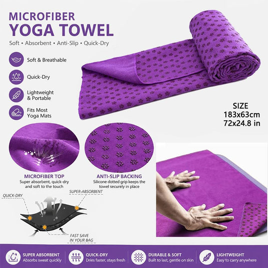 Microvezel yogahanddoek sneldrogend 183 x 63 cm lila - happygetfit.com