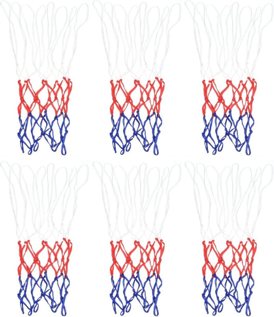 Mini basketbalnetten 6 stuks 43 x 30 cm met 8 lussen – vervangende basketbalnetten – basketbal accessoires - happygetfit.com
