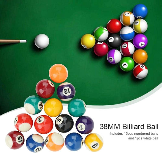 Mini biljartballen set van 16 stuks 38 mm - happygetfit.com
