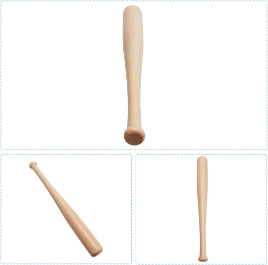 Mini houten honkbalknuppels - 3 stuks - onbewerkt hout - 15 cm - happygetfit.com