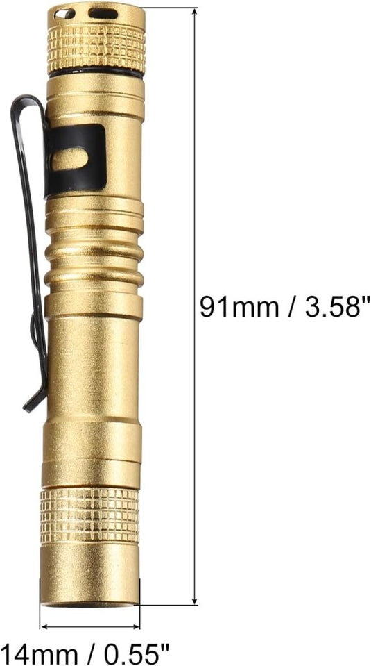 Mini LED zaklamp met clip 91 mm zwart – aluminium penlight – camping en outdoor accessoires - happygetfit.com