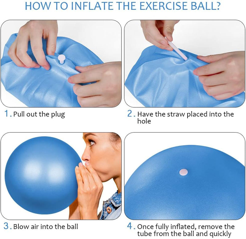 Carica l’immagine nel visualizzatore della galleria, Mini pilatesbal 25 cm van antislip PVC voor yoga balans en buikspiertraining met opblaasslang – oefenbal – core training - happygetfit.com
