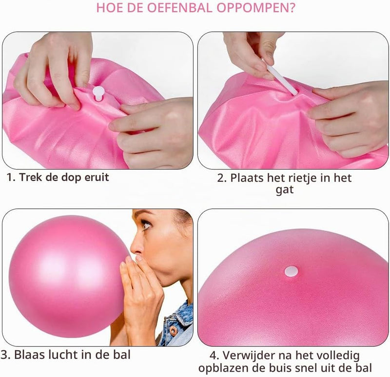 Carica l’immagine nel visualizzatore della galleria, Mini pilatesbal 25 cm van antislip PVC voor yoga balans en buikspiertraining met opblaasslang – oefenbal – core training - happygetfit.com
