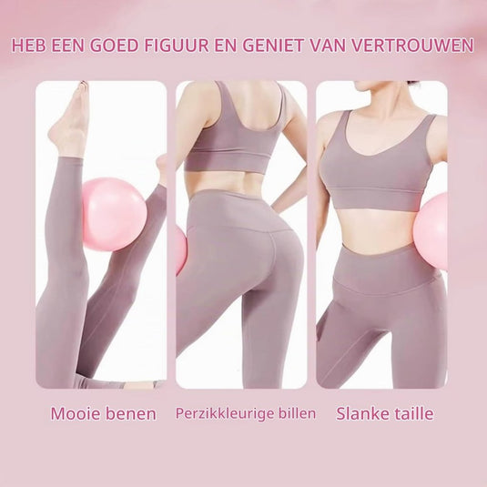 Mini pilatesbal 25 cm van antislip PVC voor yoga balans en buikspiertraining met opblaasslang – oefenbal – core training - happygetfit.com