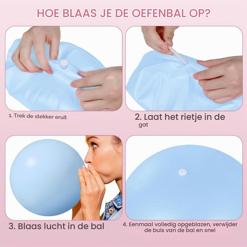 Carica l’immagine nel visualizzatore della galleria, Mini pilatesbal 25 cm van antislip PVC voor yoga balans en buikspiertraining met opblaasslang – oefenbal – core training - happygetfit.com
