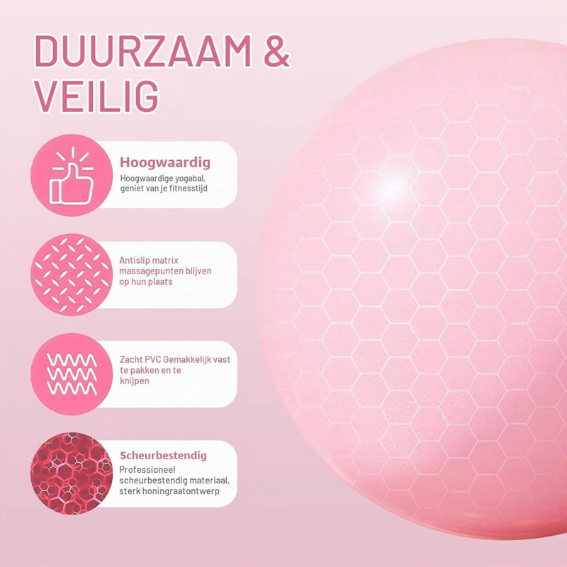 Carica l’immagine nel visualizzatore della galleria, Mini pilatesbal 25 cm van antislip PVC voor yoga balans en buikspiertraining met opblaasslang – oefenbal – core training - happygetfit.com
